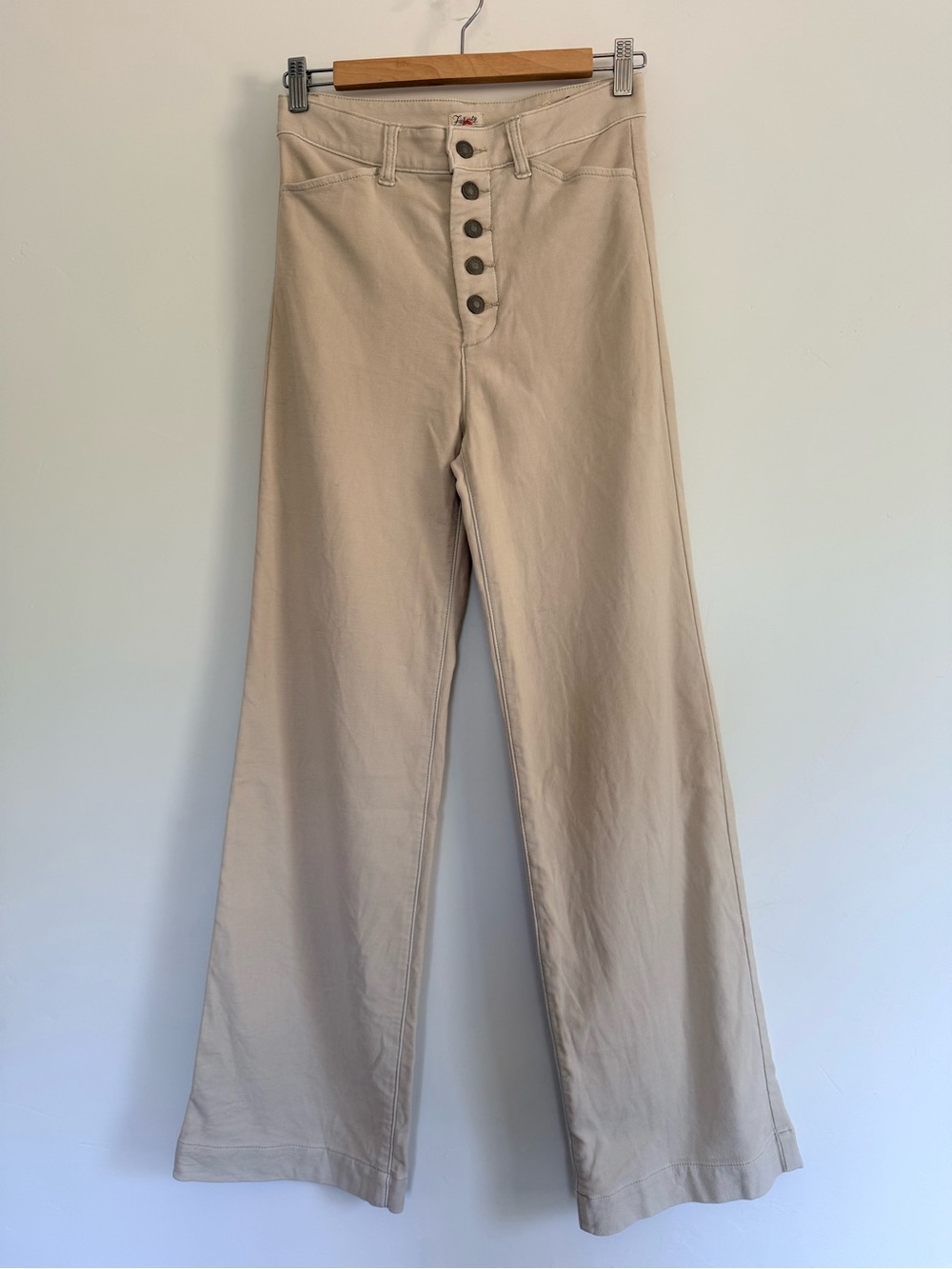 Faherty Ivory High Rise Straight Leg Pants Size 27 Coastal Minimalist - Picture 2 of 4